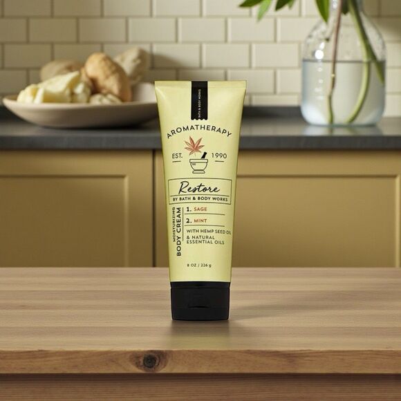 Bath & Body Works Aromatherapy RESTORE SAGE MINT Body Cream 8 oz (HTF) - Picture 4 of 6
